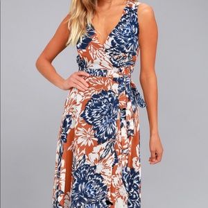 Desert Trip Rust Orange high low wrap dress